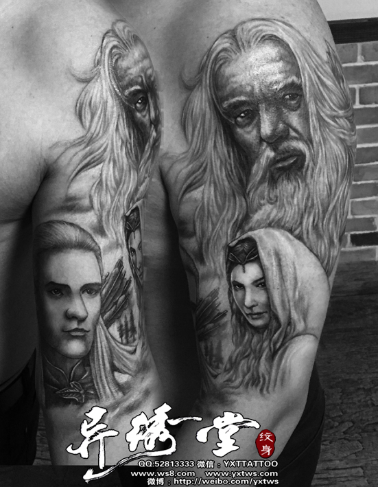 指环王霍比特人3黑白花臂